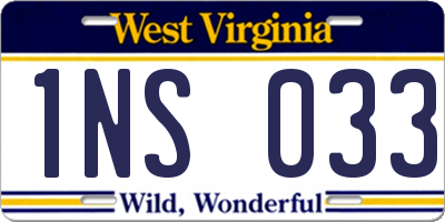 WV license plate 1NS033