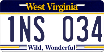 WV license plate 1NS034