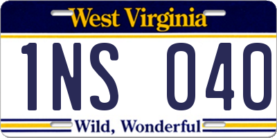 WV license plate 1NS040