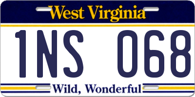 WV license plate 1NS068