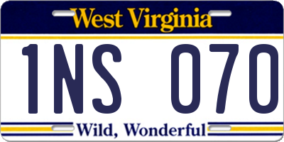 WV license plate 1NS070