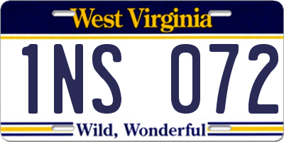 WV license plate 1NS072