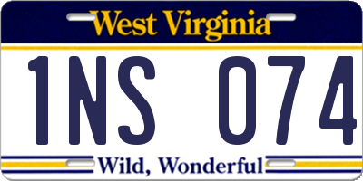 WV license plate 1NS074