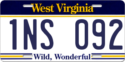 WV license plate 1NS092