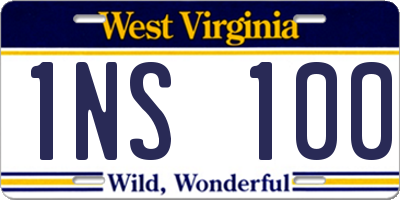 WV license plate 1NS100