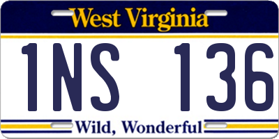 WV license plate 1NS136