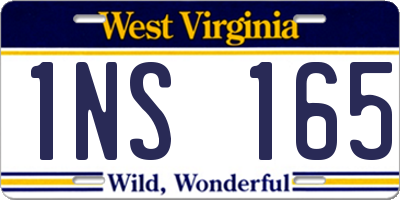 WV license plate 1NS165