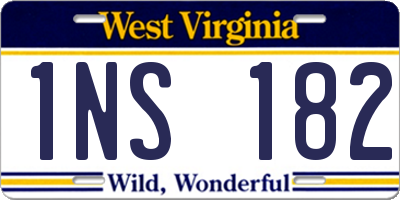WV license plate 1NS182