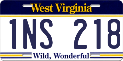 WV license plate 1NS218