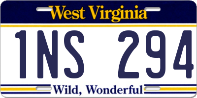 WV license plate 1NS294