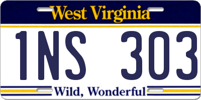 WV license plate 1NS303