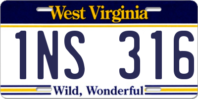 WV license plate 1NS316