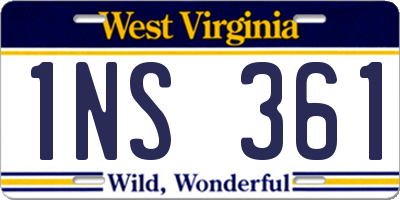 WV license plate 1NS361