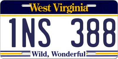 WV license plate 1NS388