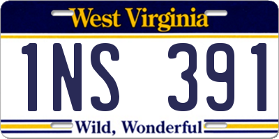 WV license plate 1NS391