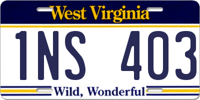 WV license plate 1NS403