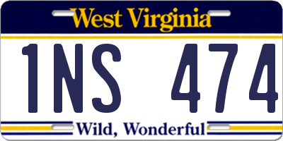 WV license plate 1NS474