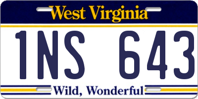 WV license plate 1NS643