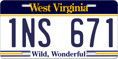 WV license plate 1NS671