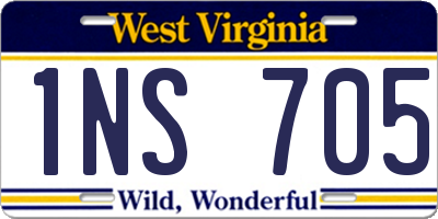 WV license plate 1NS705