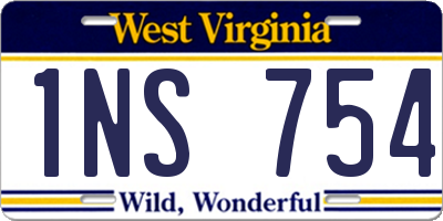 WV license plate 1NS754