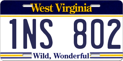 WV license plate 1NS802