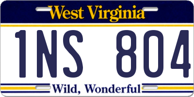 WV license plate 1NS804
