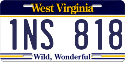 WV license plate 1NS818