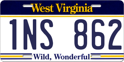 WV license plate 1NS862
