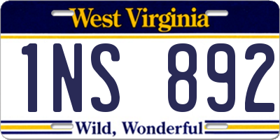 WV license plate 1NS892