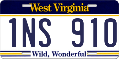 WV license plate 1NS910