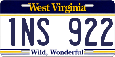 WV license plate 1NS922