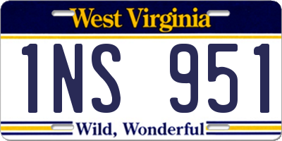 WV license plate 1NS951