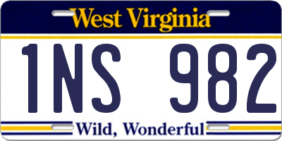 WV license plate 1NS982