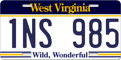 WV license plate 1NS985