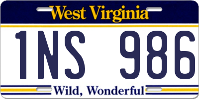 WV license plate 1NS986