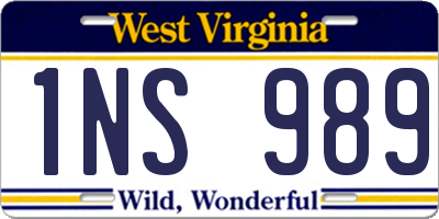 WV license plate 1NS989