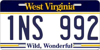 WV license plate 1NS992
