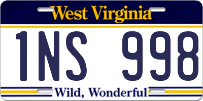 WV license plate 1NS998