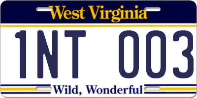 WV license plate 1NT003