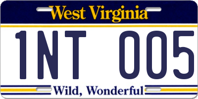 WV license plate 1NT005