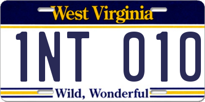 WV license plate 1NT010