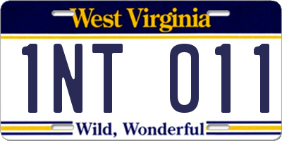 WV license plate 1NT011