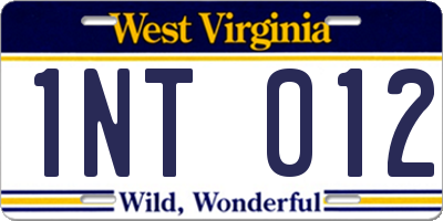 WV license plate 1NT012
