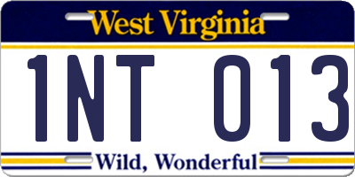 WV license plate 1NT013