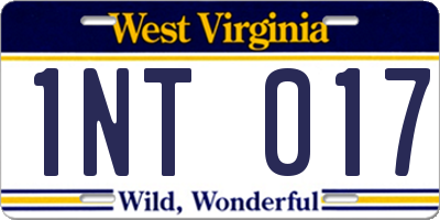 WV license plate 1NT017