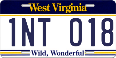 WV license plate 1NT018
