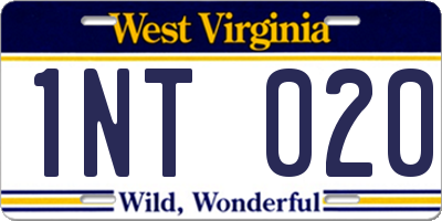 WV license plate 1NT020