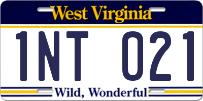 WV license plate 1NT021