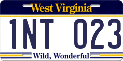 WV license plate 1NT023
